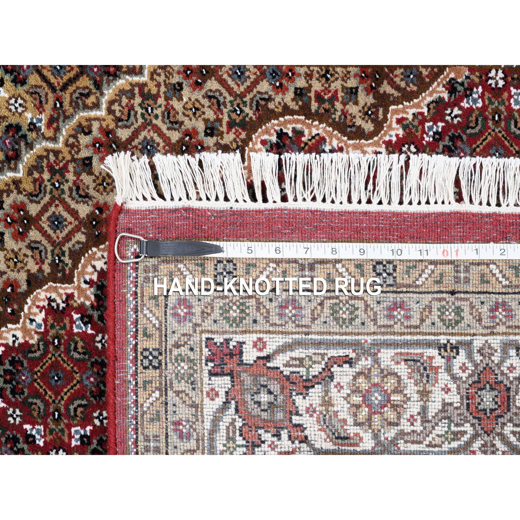 5'x5' Handgeknüpft Rot Tabriz Mahi Fish Medaillon Design Wolle Quadratisch Teppich im Angebot 2