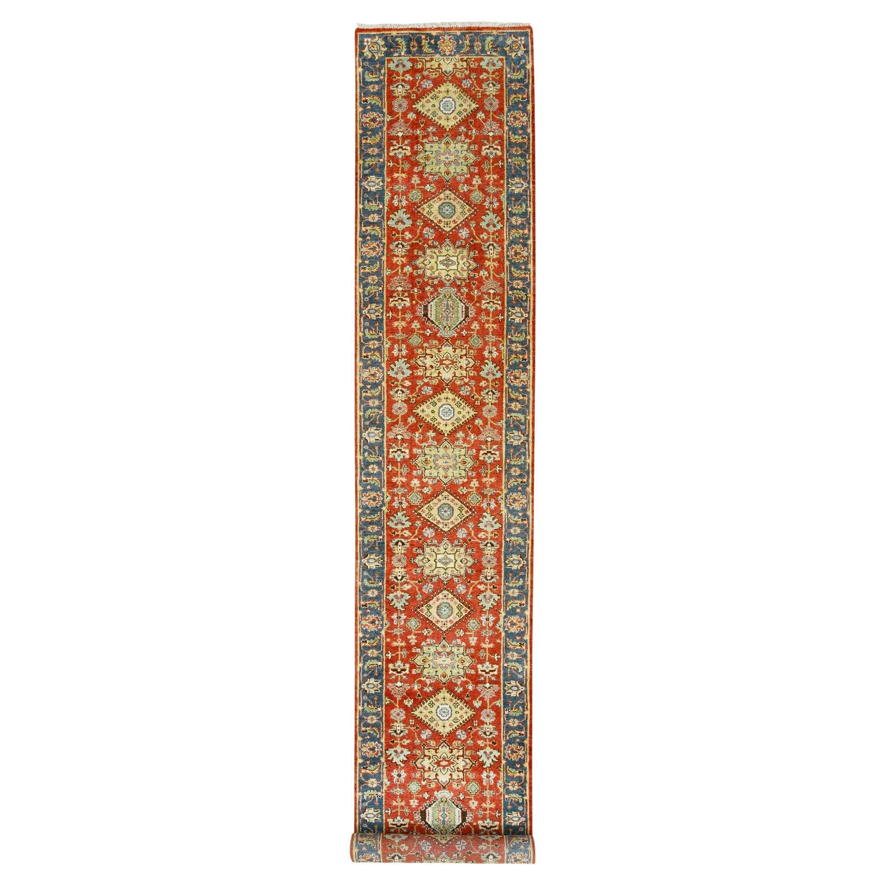 2'7 "x15'10" Rot Karajeh Design Reine Wolle Handgeknüpft Orientalisch XL Läufer Teppich