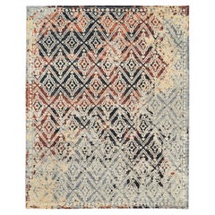 8'1"x10'1" Silver Supple Collection Erased Mughal Design Hand Knotted Wool RUg