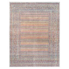 8'10 "x12' Tappeto colorato di ispirazione Sarouk Mir con ripetizioni Boteh annodato a mano