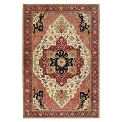 10'1 "x15'9" Tappeto oversize in lana annodato a mano di colore beige Heriz Re-Creation