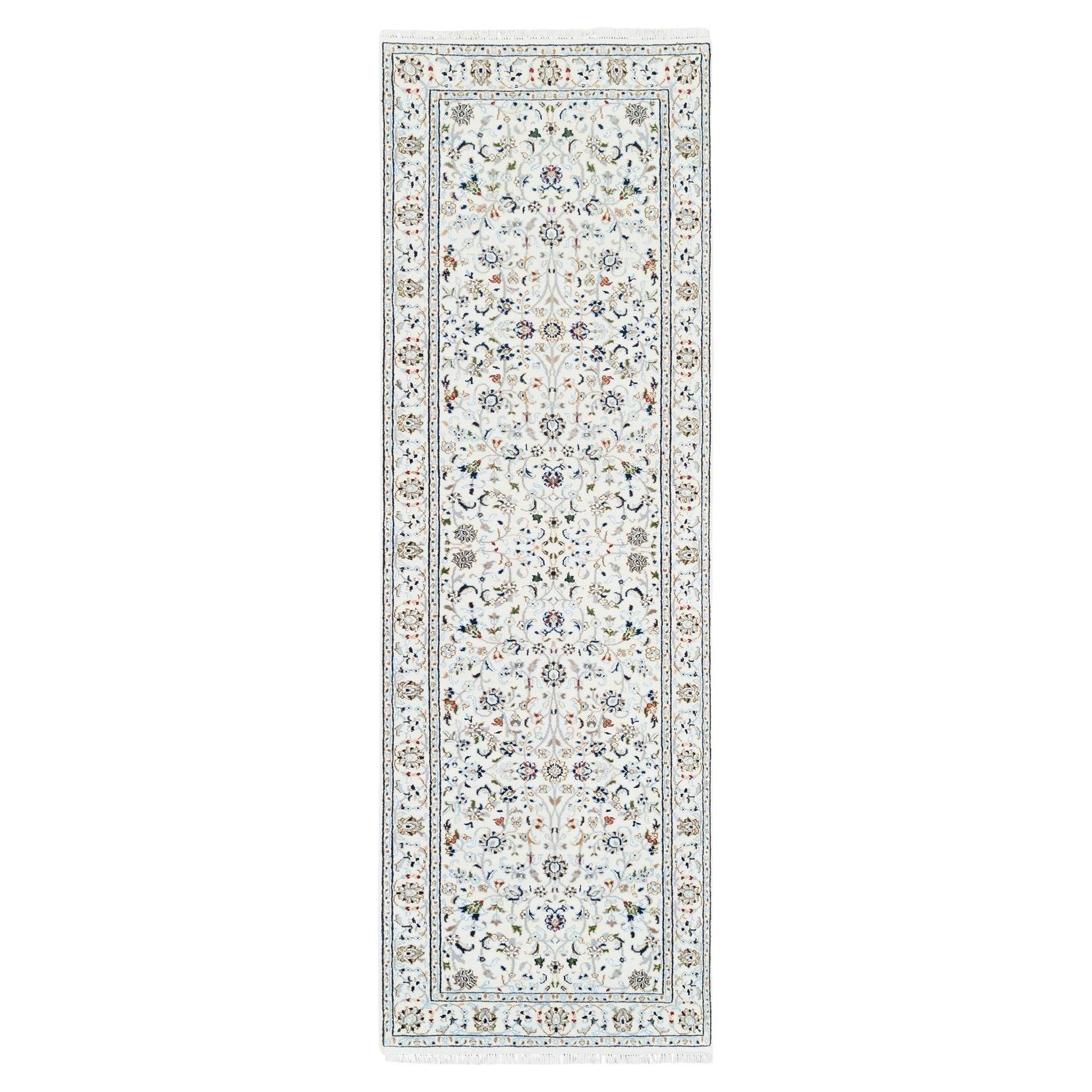 2'8 "x8' Elfenbein 250 KPSI Nain Handgeknüpft Reine Wolle Läufer Feiner Orientteppich