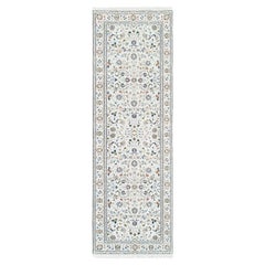 2'8 "x8' Elfenbein 250 KPSI Nain Handgeknüpft Reine Wolle Läufer Feiner Orientteppich