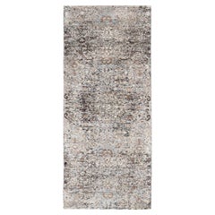 2'6 "x6' Gris, moderne, soie et laine texturée, noué à la main, tapis de course