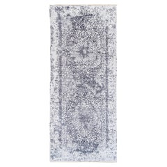 4'1 "x10' Tapis de course Broken Persian Design Laine et soie grise nouée à la main