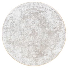 10'x10' Round Grey Broken Persian Design Wool And Pure Silk Hand Knotted Rug