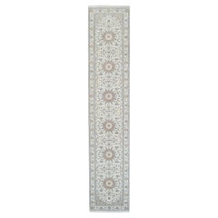2'8 "x13'3" Elfenbein Nain Flower Design 250 KPSI Reine Wolle Hand geknüpft Läufer Teppich