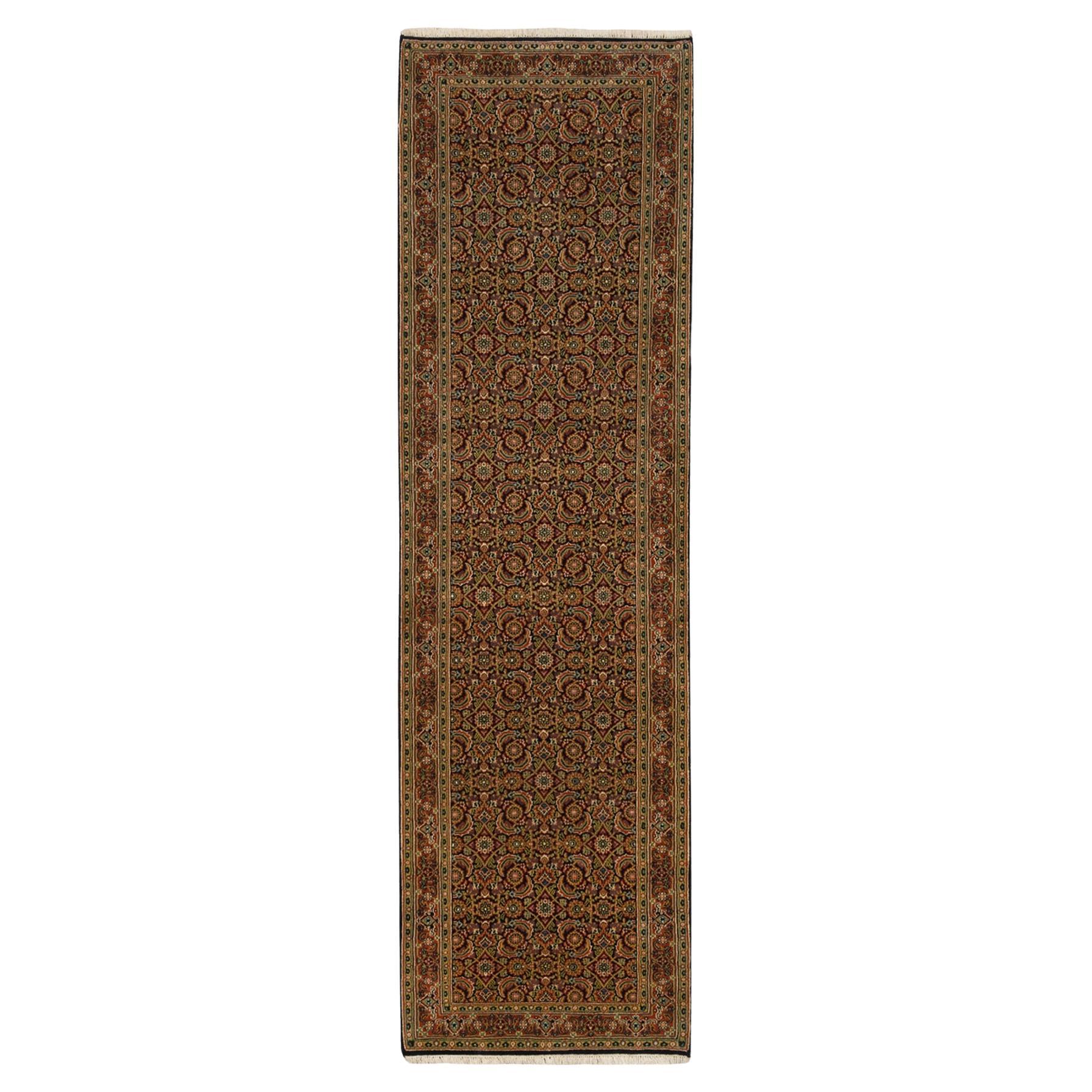 2'8 "x9'9" Pechschwarz Wolle Herati Design 250 KPSI Handgeknüpft Läufer Teppich im Angebot