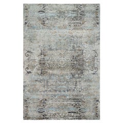 11'9 "x18'1" Gray Erased Textured Silk/Wool Hand Knoted Oversized Oriental Rugs