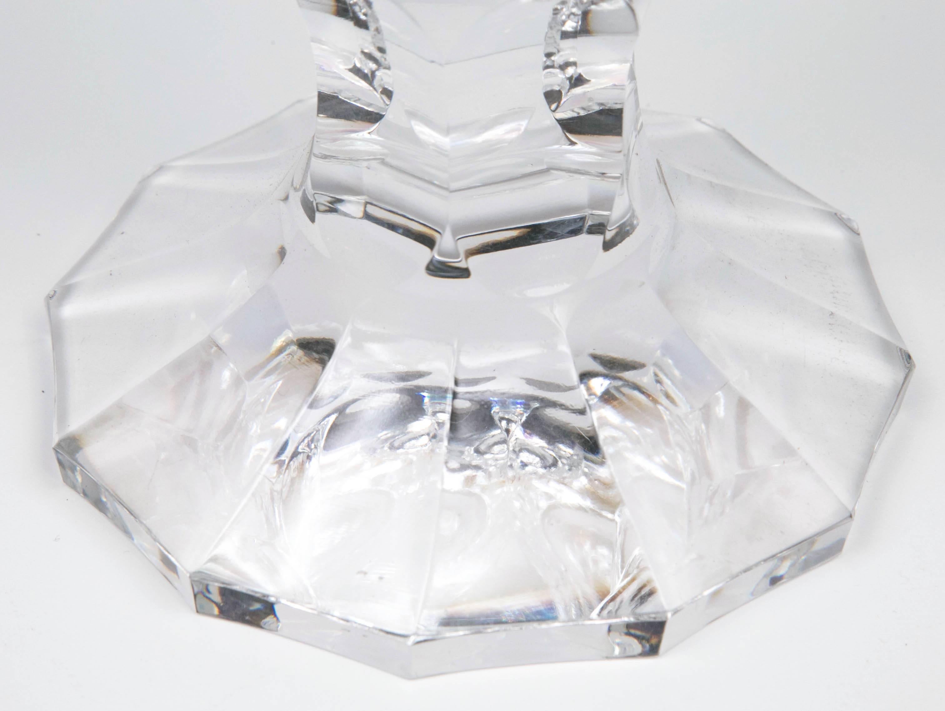 A crystal vase from the Victoria collection by William Yeoward. Handmade crystal features deep oval olive shaped cuts.