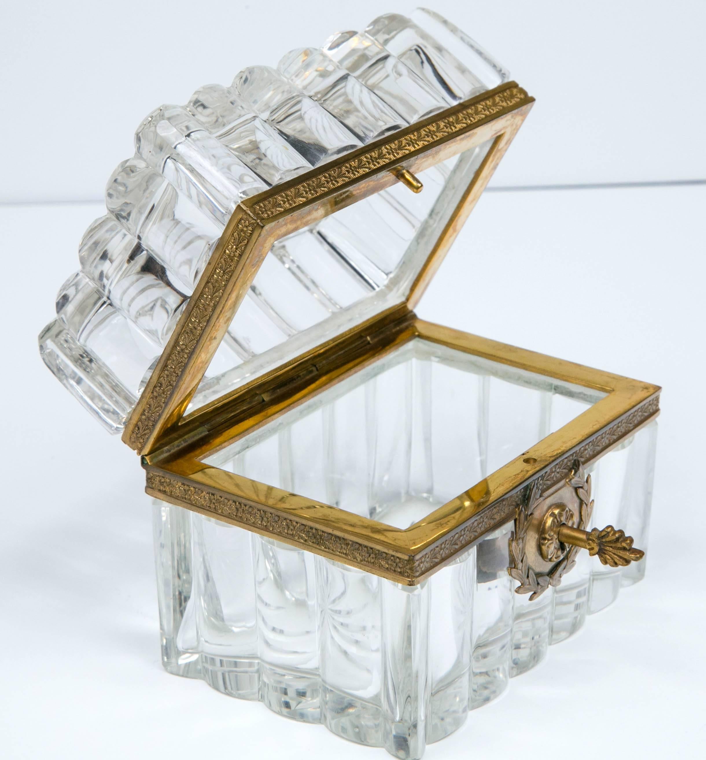 Neoclassical Cut Crystal and Bronze Box