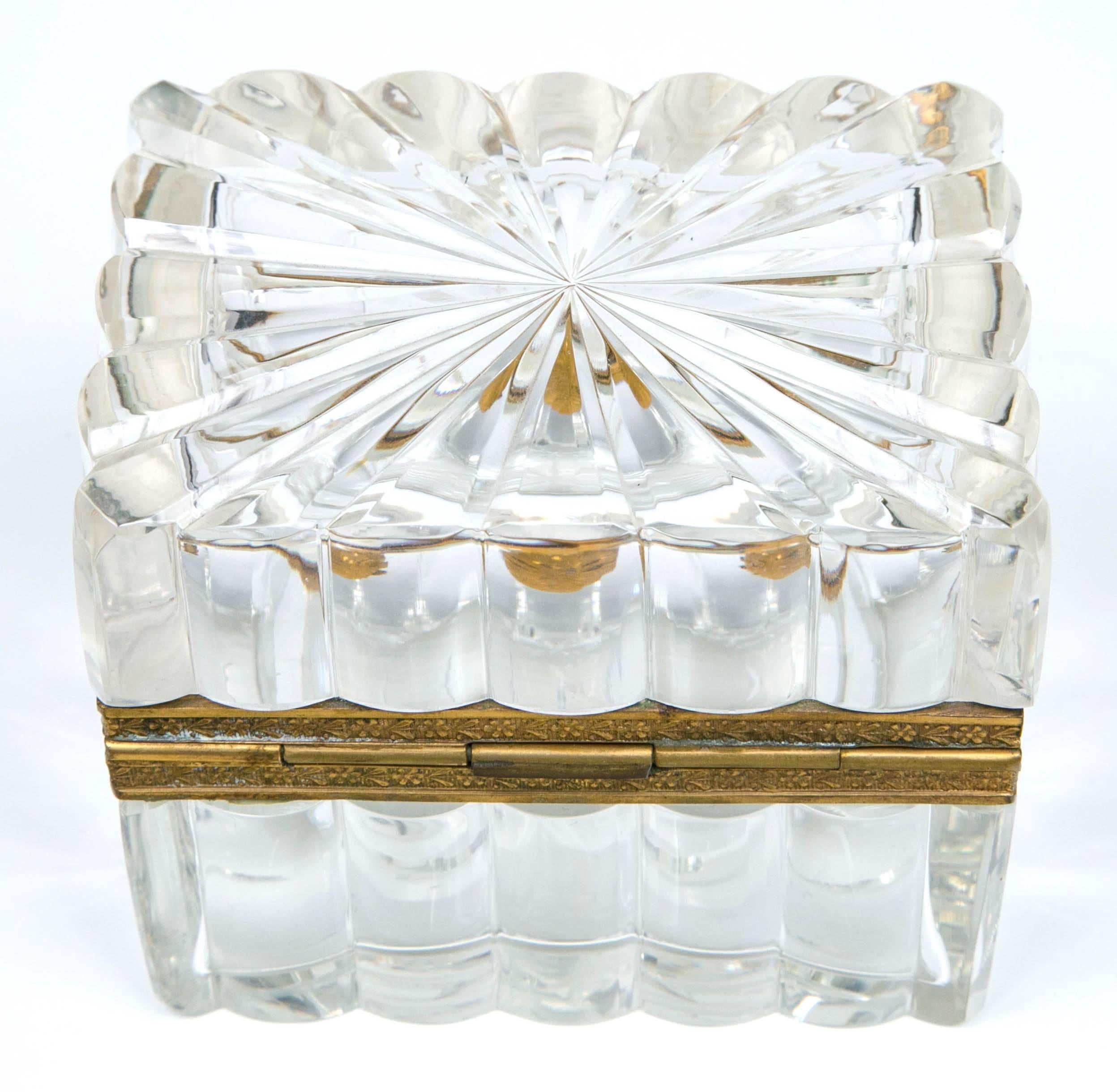 French Cut Crystal and Bronze Box