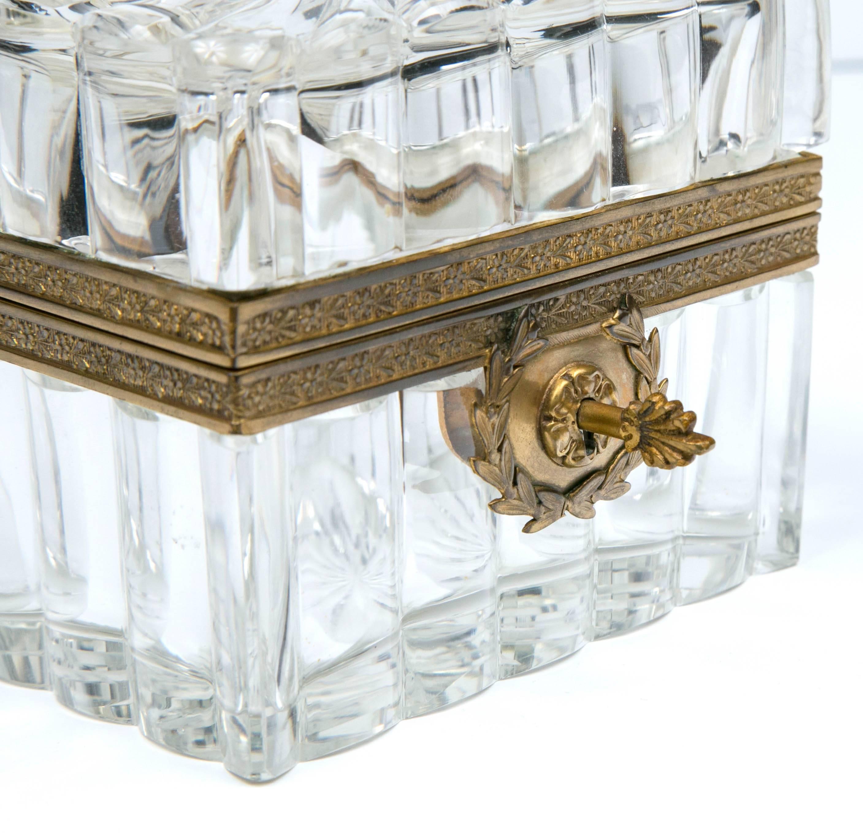 20th Century Cut Crystal and Bronze Box