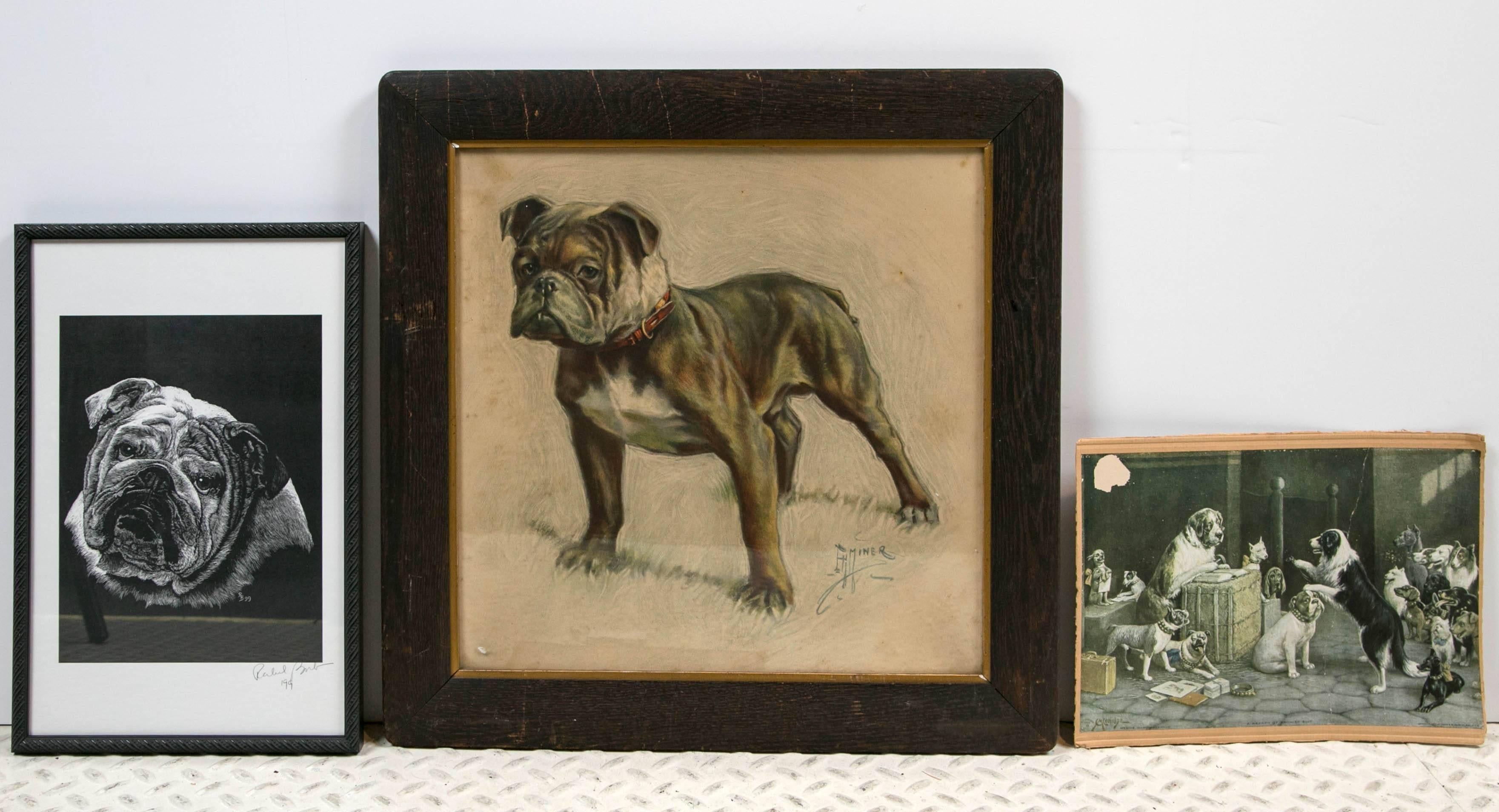 A good start to any bulldog collection, this set includes a hand-drawn portrait by HH Miner, a court scene 