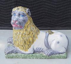 Pair of Late 18th-Early 19th Century Luneville Lions
