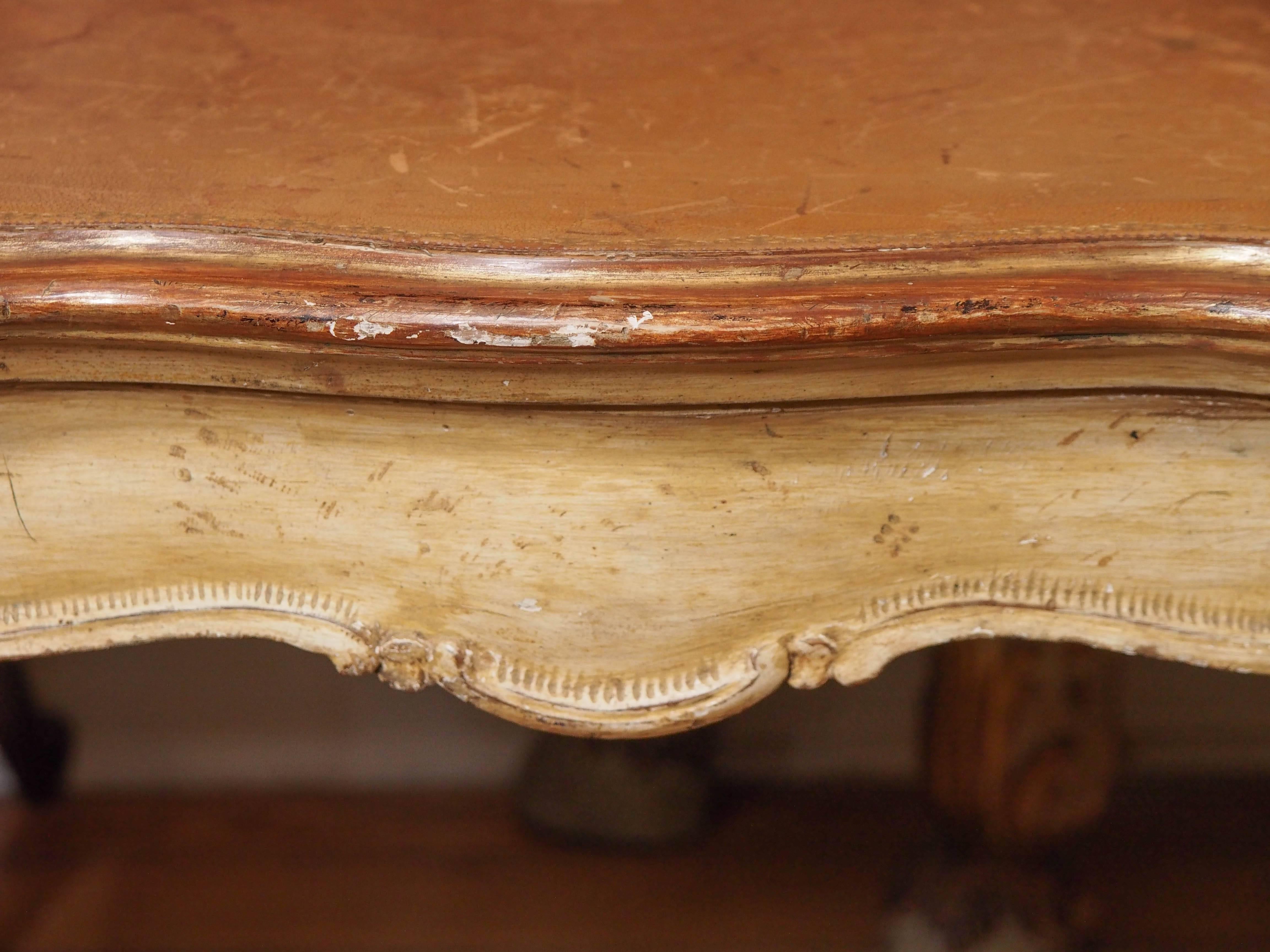 Italian Painted Occasional Table with Leather Top For Sale 2