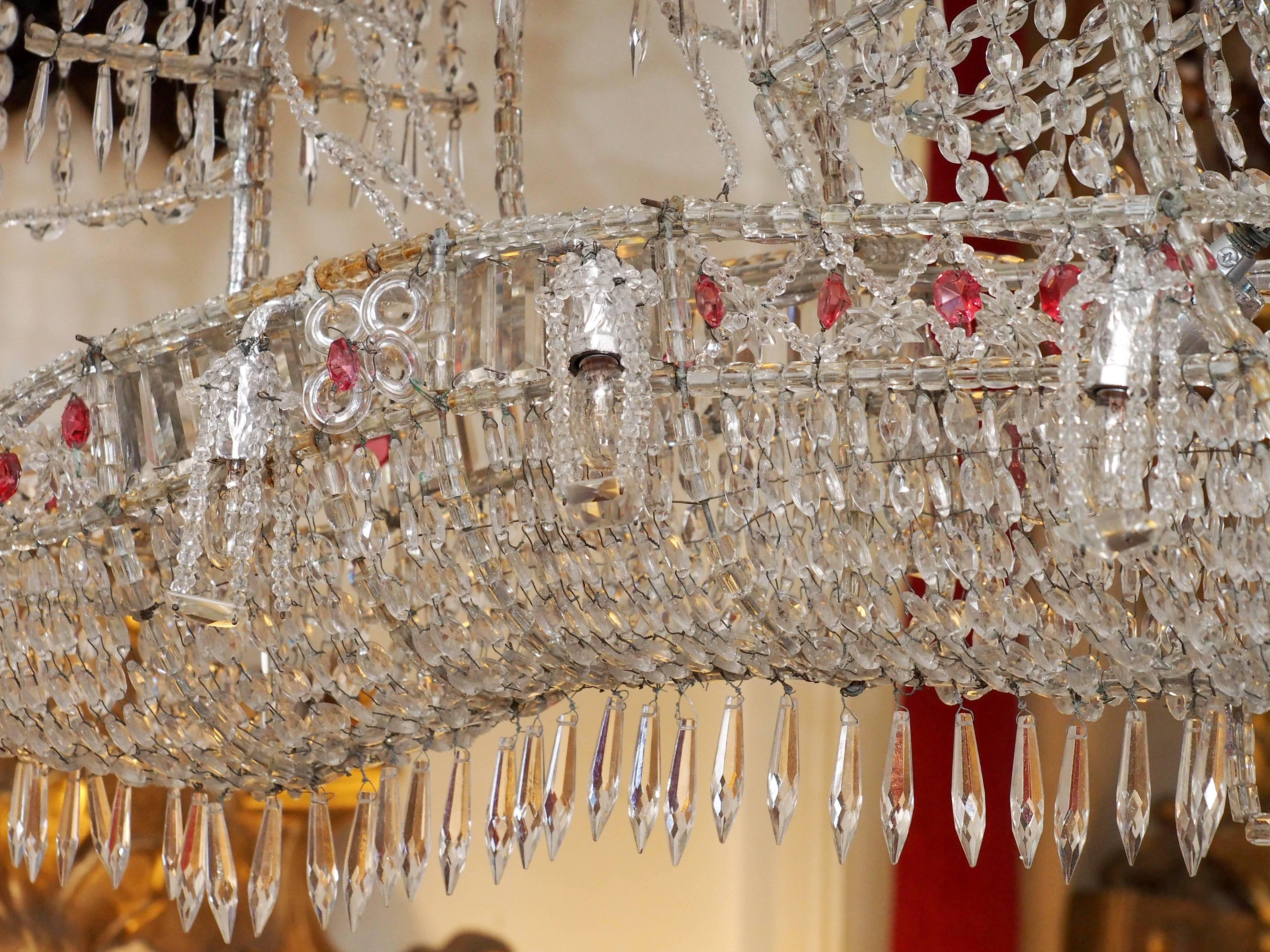 Italian Crystal Chandelier on Wire Frame in the Form of a Ship 1