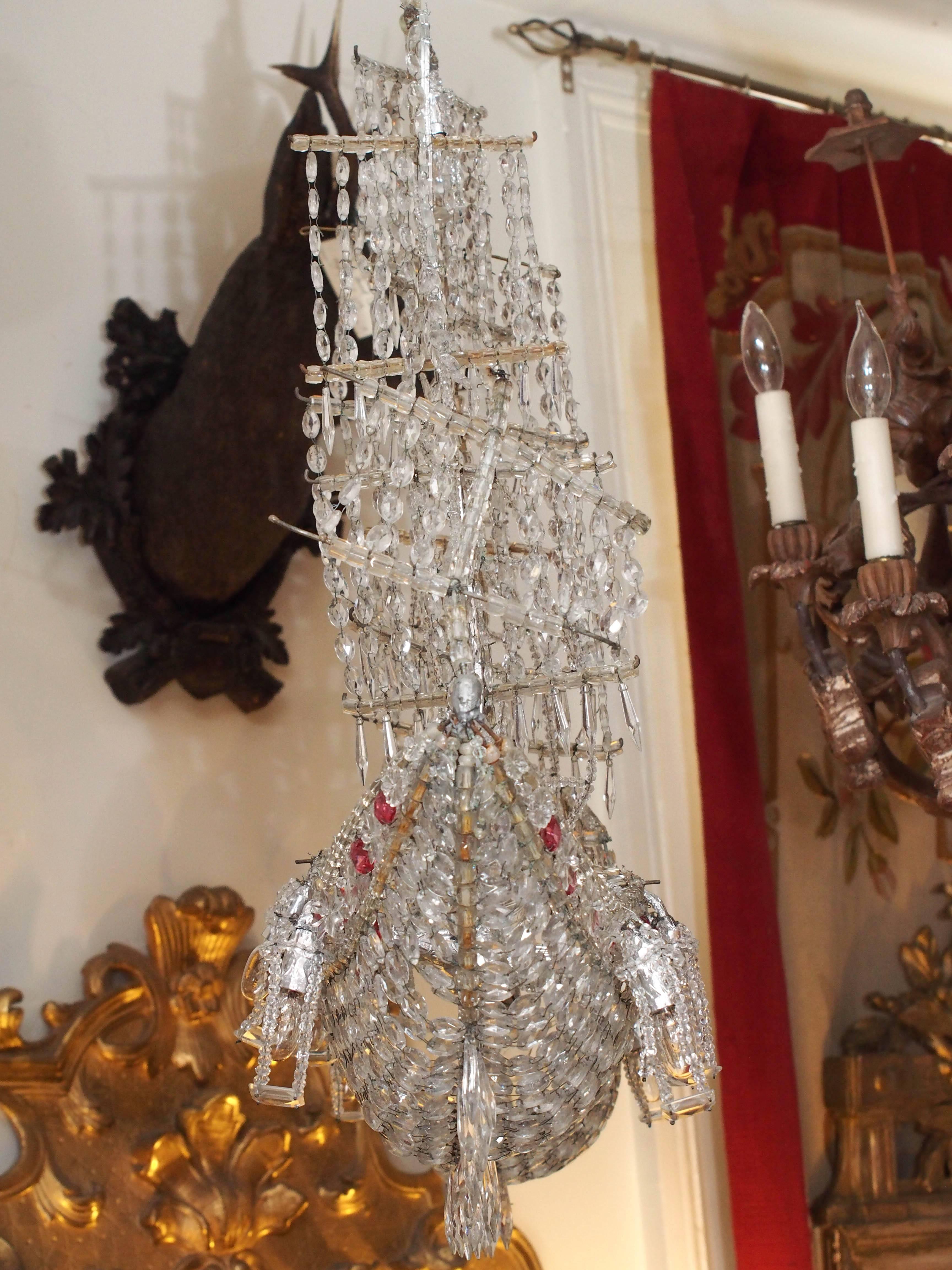 Italian Crystal Chandelier on Wire Frame in the Form of a Ship 3