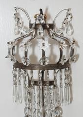 Pair of Italian Empire Wall Sconces of Brass with Crystal