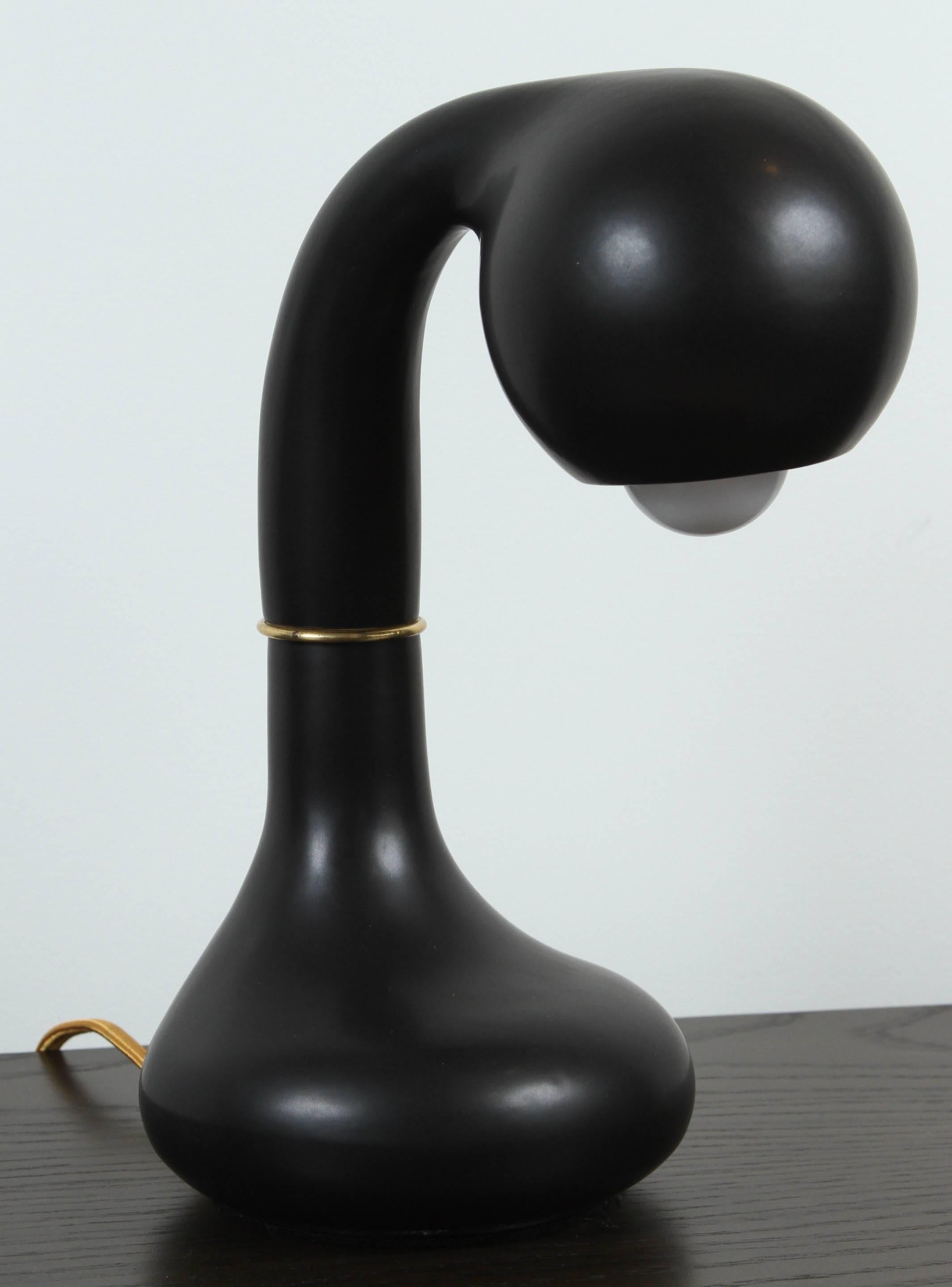 Matte black shorty lamp by Entler.