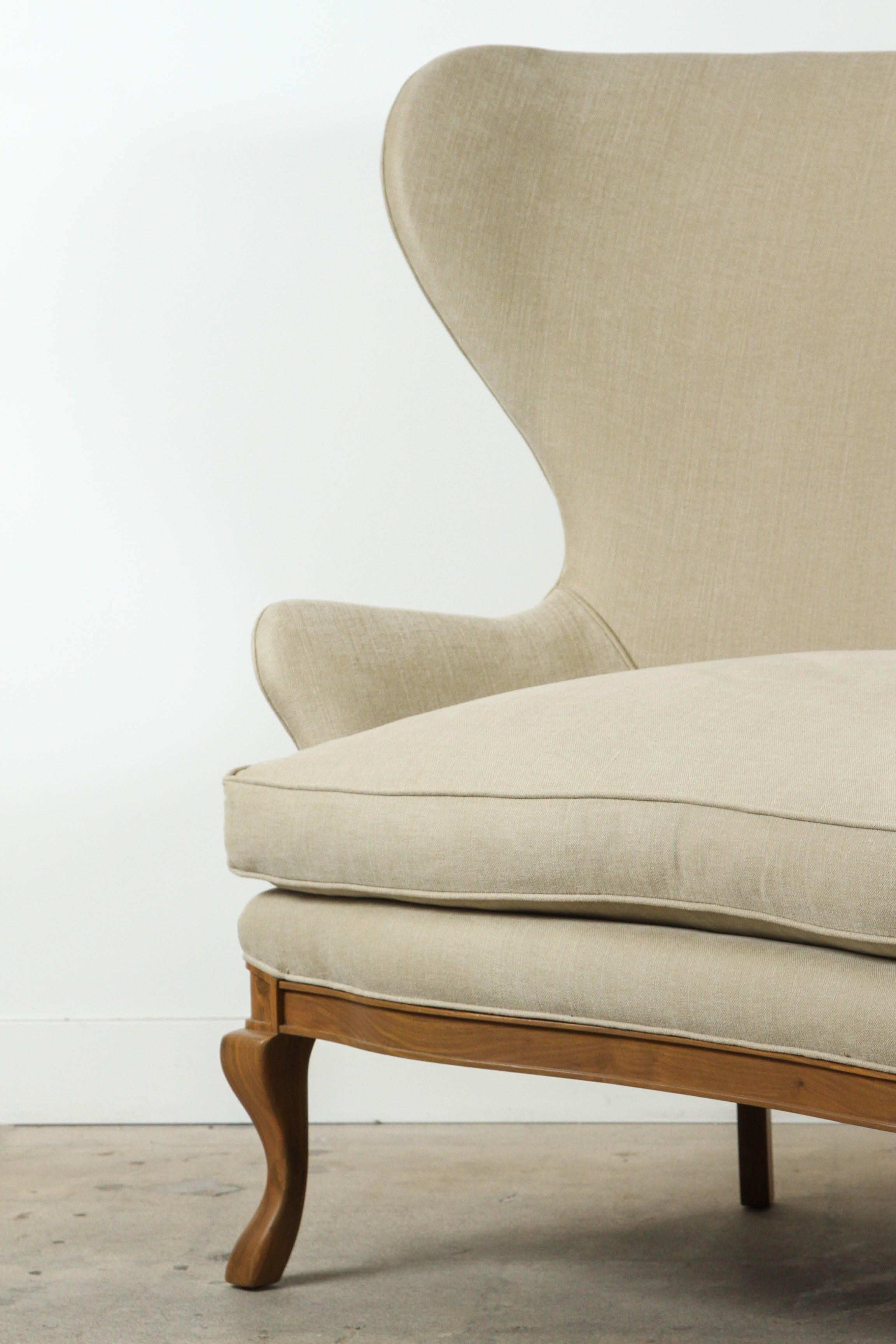 Contemporary Highland Wingback Settee by Lawson-Fenning