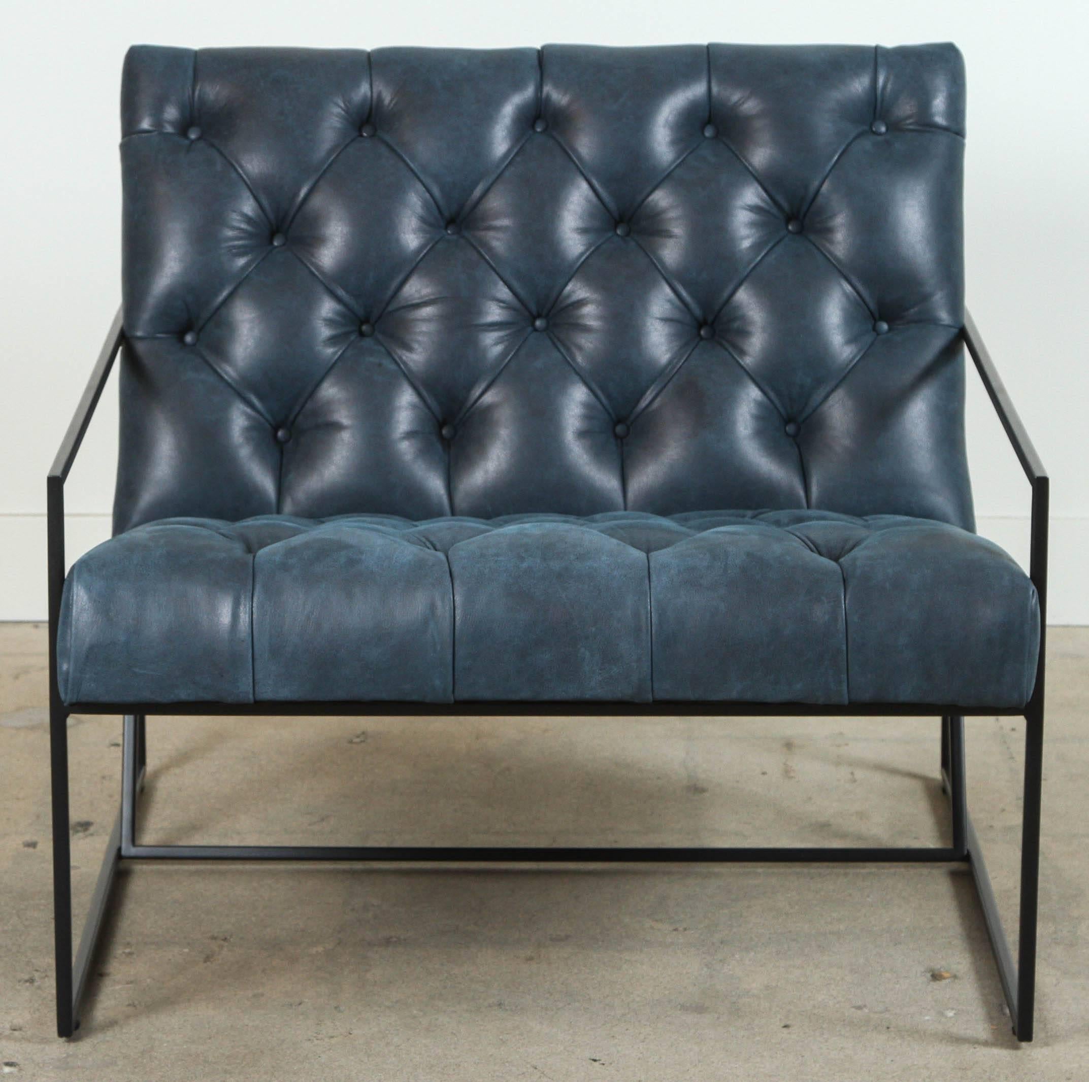 American Diamond Tufted Thin Frame Lounge Chair by Lawson-Fenning