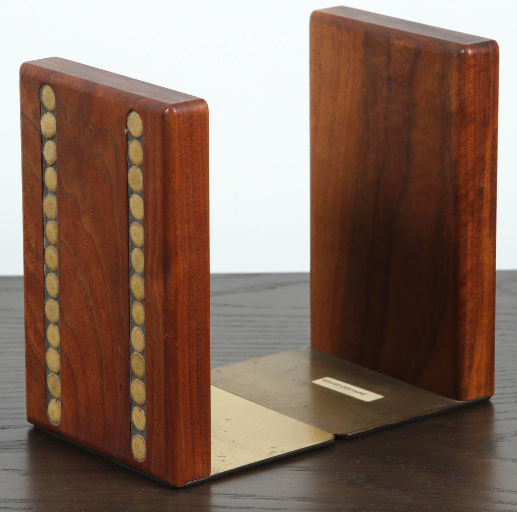 Mid-Century Modern Teak and Ceramic Bookends by Martz