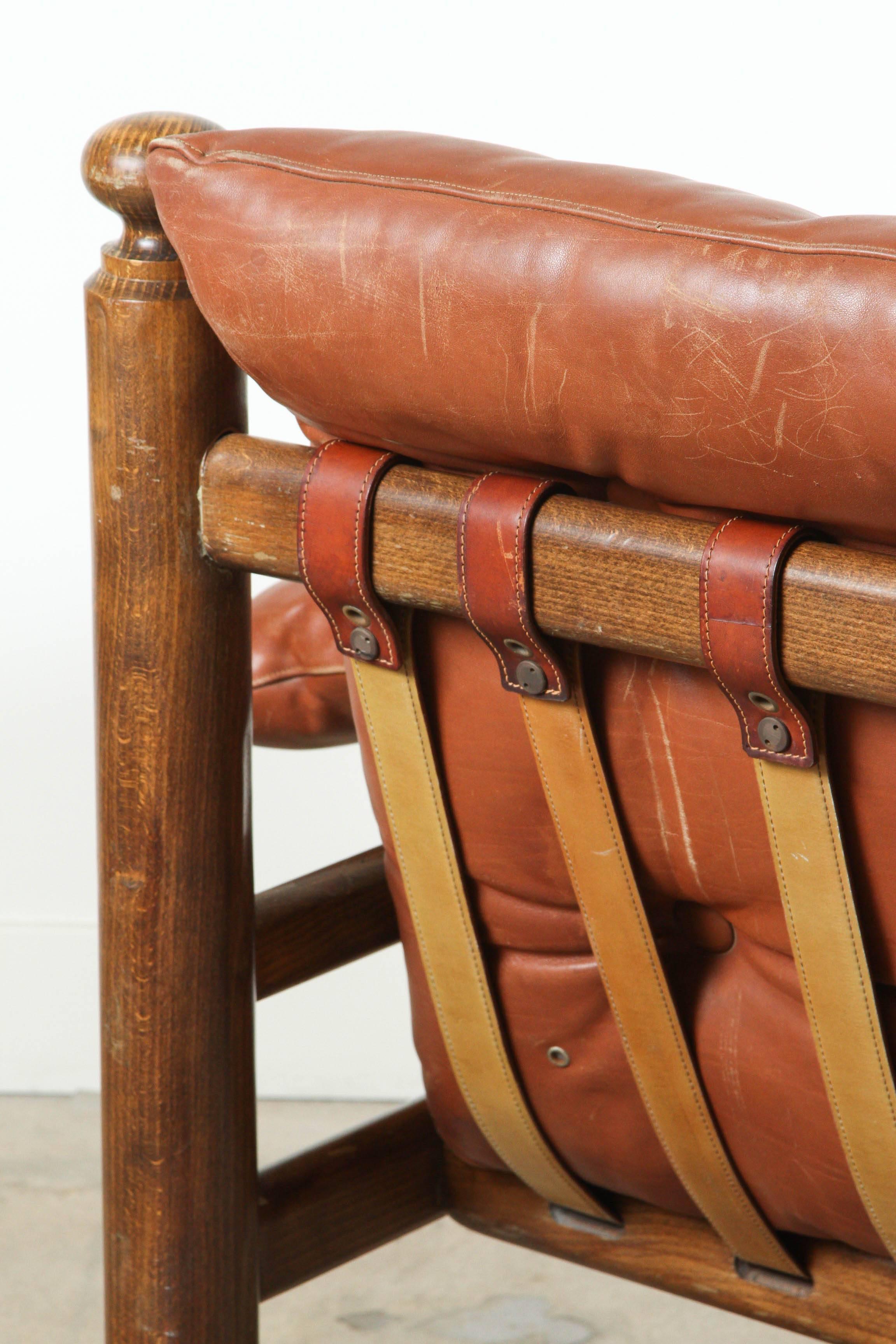 Mid-20th Century Longhi-Parma Italian Leather Lounge Chair