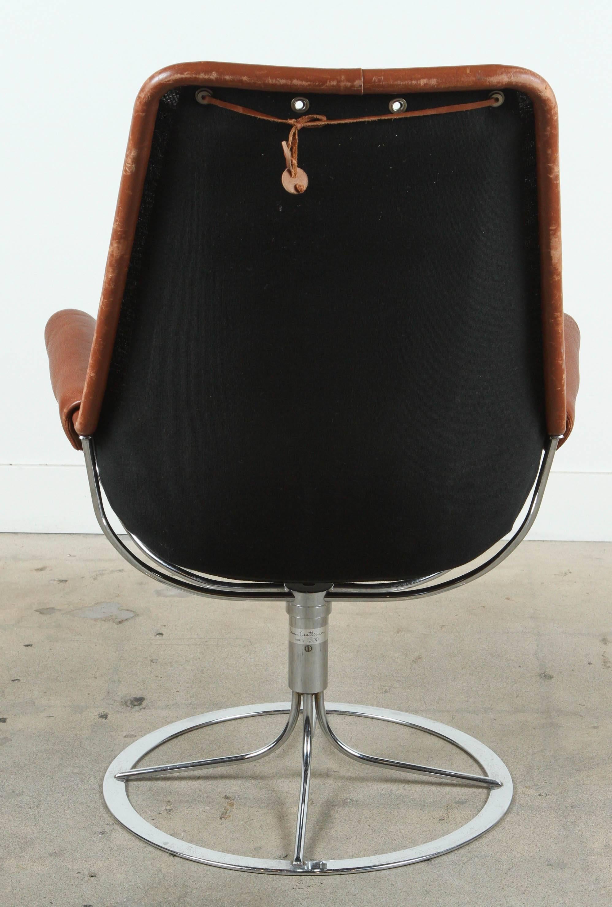 Swedish Leather Jetson Chair by Bruno Mathsson for DUX