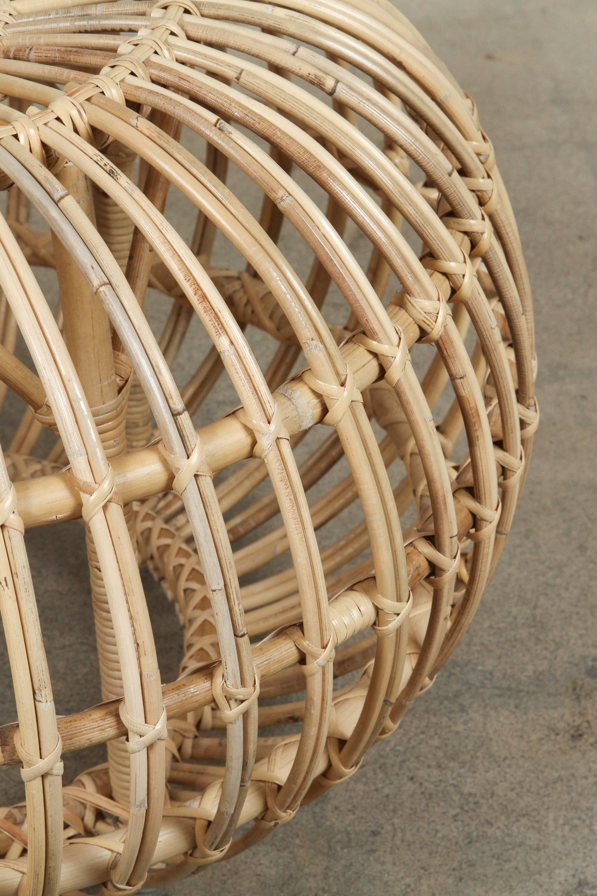 Rattan Ottomans by Franco Albini In Excellent Condition In Los Angeles, CA