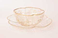 Ten Exquisite Sets of Antique Moser Quatre Foil Bowls with Underplates
