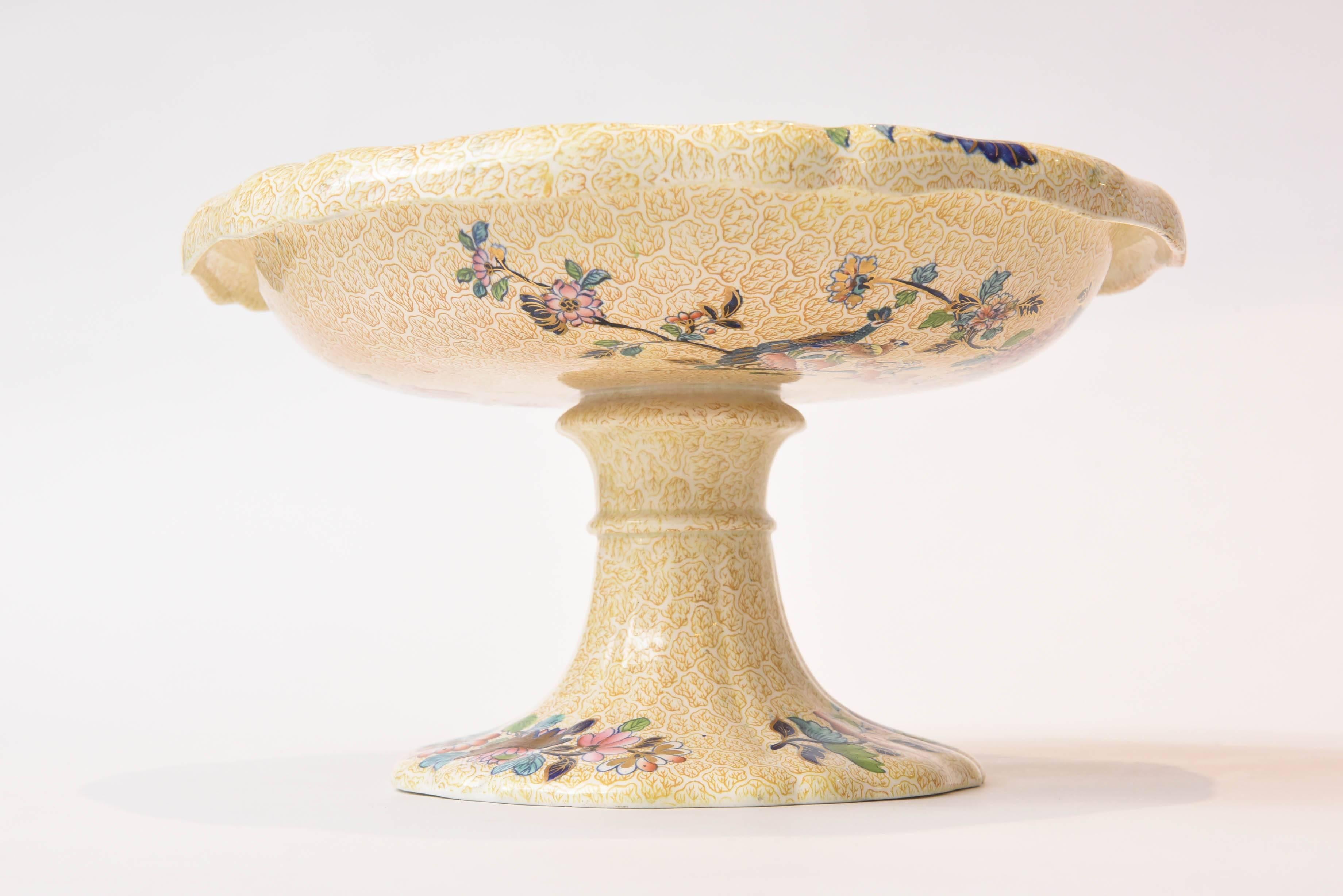 19th Century English Centerpiece with All-Over Design and Peacock Parsley Spode 1