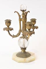 Elaborate Gilt Metal And Crystal Three-Piece Table Top Centerpiece Set