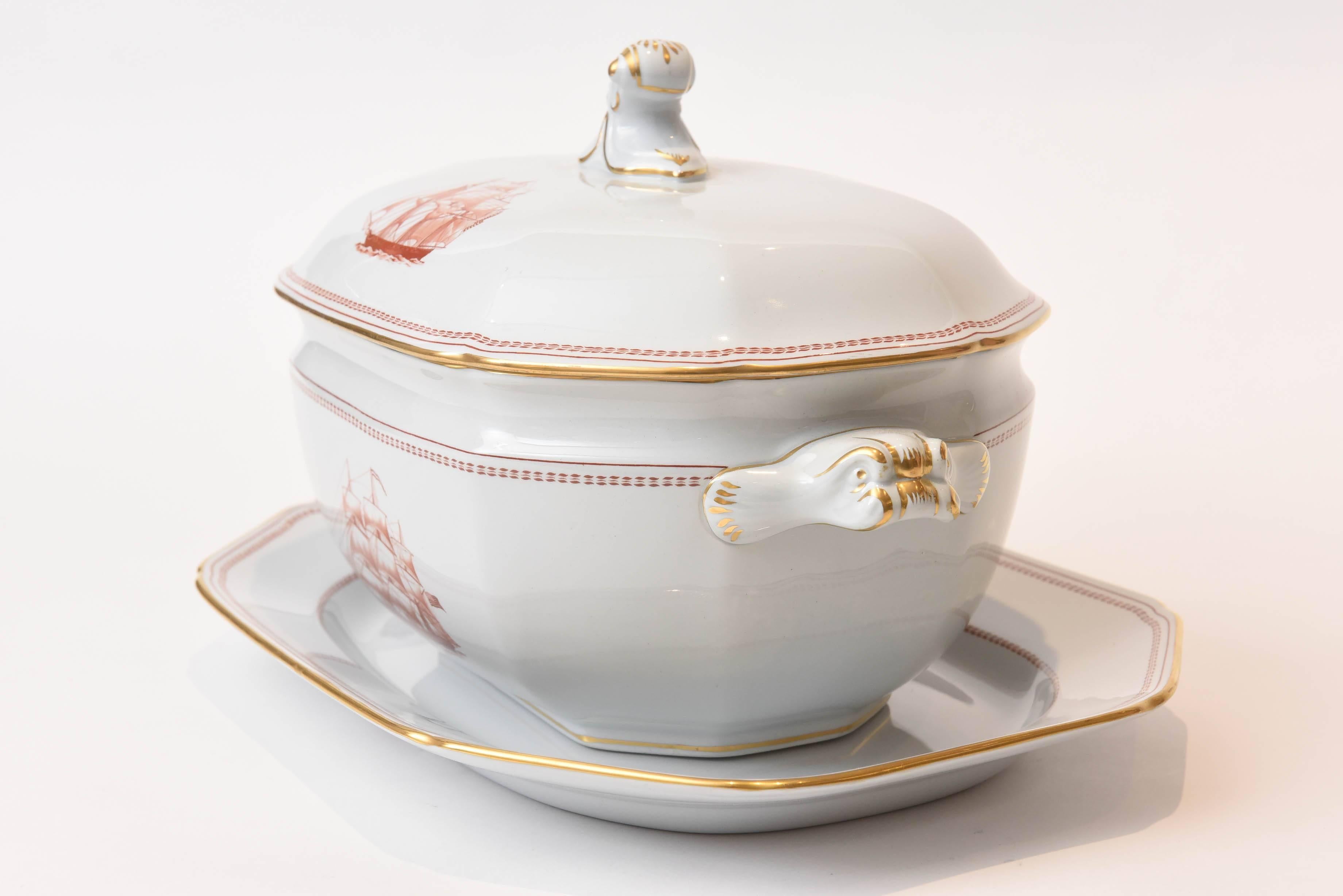 Chinese Export Spode, England Soup Tureen and Platter 