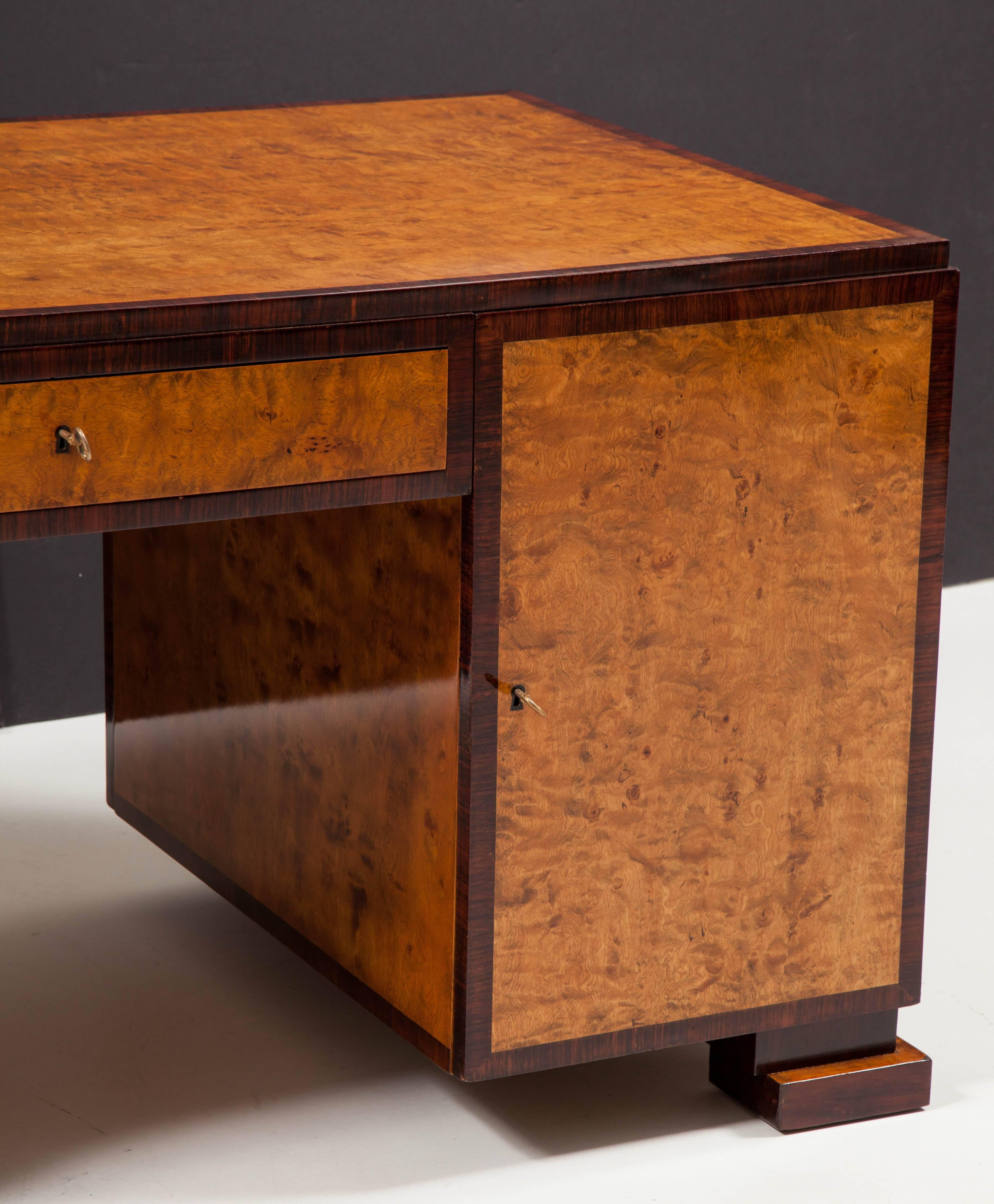 A Swedish Grace Birch and Palisander Partners Desk In Excellent Condition In New York, NY