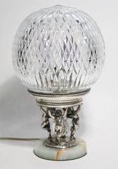 Antique Crystal and Silver Plate Figural Desk or Table Light, Signed Pairpoint