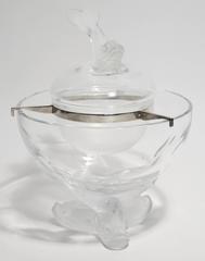 Large Lalique France Master Caivar Server with Dolphin Pedestal Base