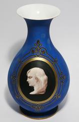 19th Century Greco Roman Blue Glass Vase with Exceptional Camel Front on Black