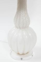 Pair of White Murano Glass Lamps