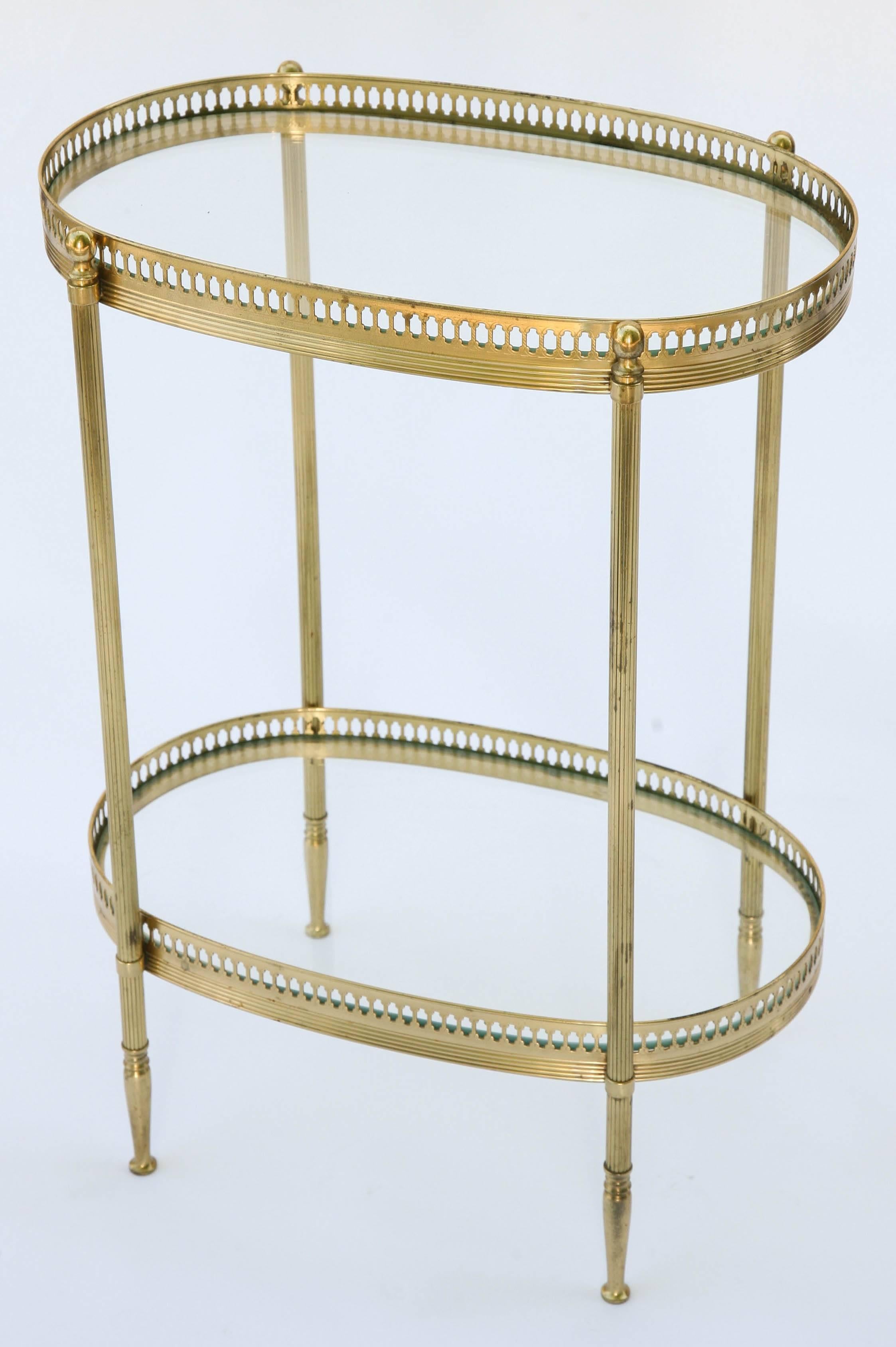 Jansen Style Two-Tier Side Table of Brass In Excellent Condition In West Palm Beach, FL