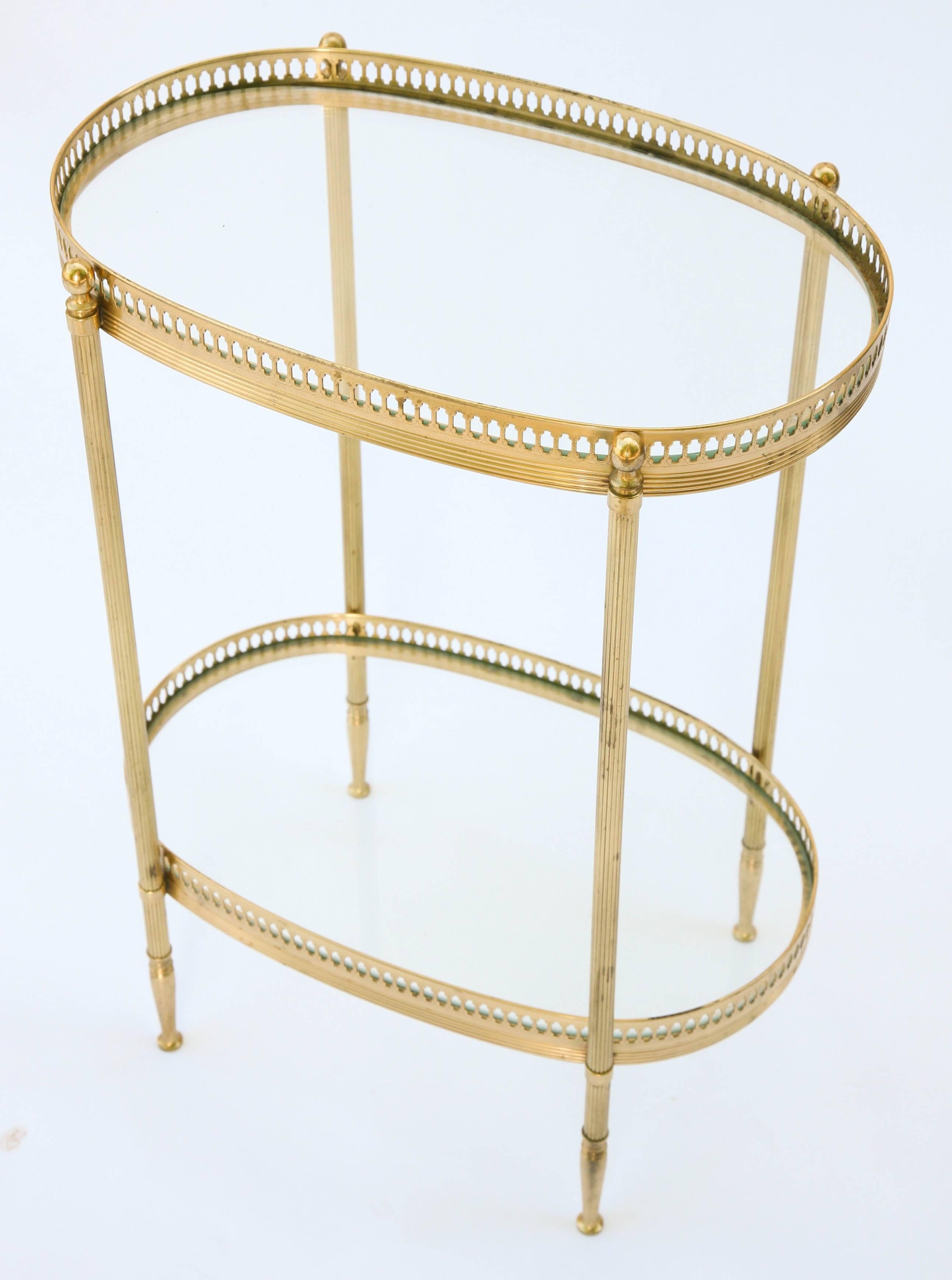 Jansen Style Two-Tier Side Table of Brass 3