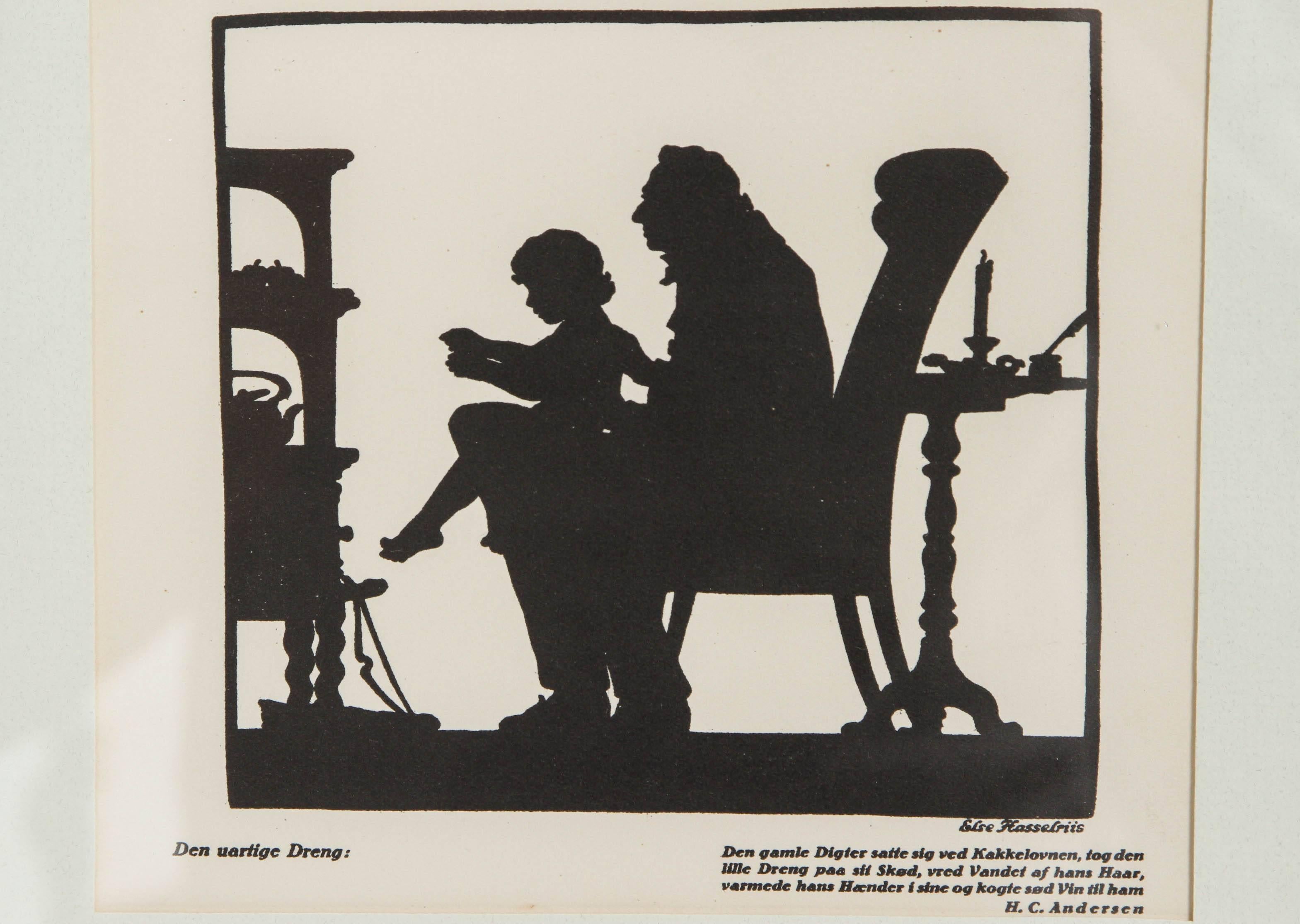 Mid-20th Century Vintage Silhouettes Prints of Hans Christian Andersen Fairy Tales