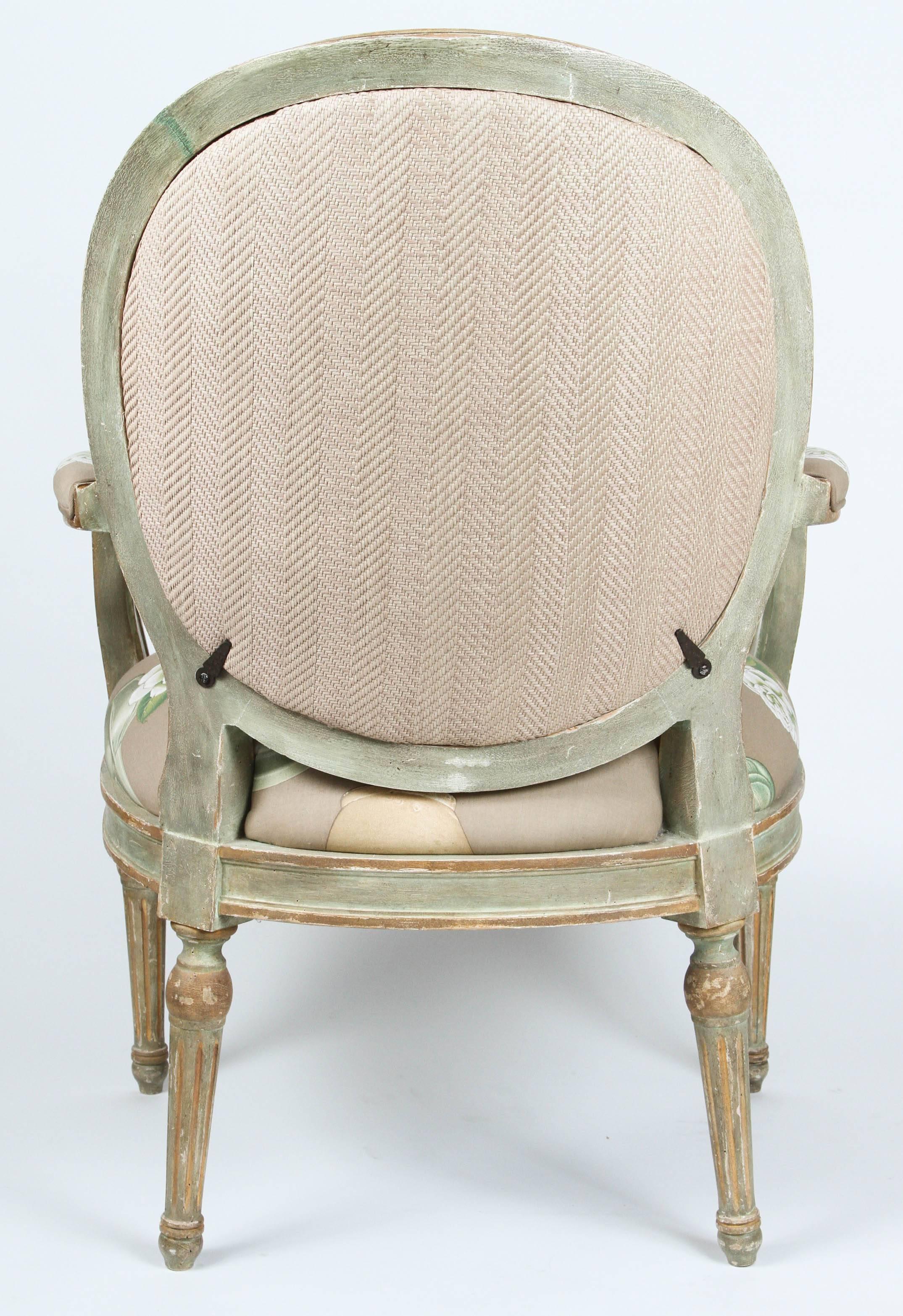 Pair of Louis XVI Style Oval-Back Armchairs 1