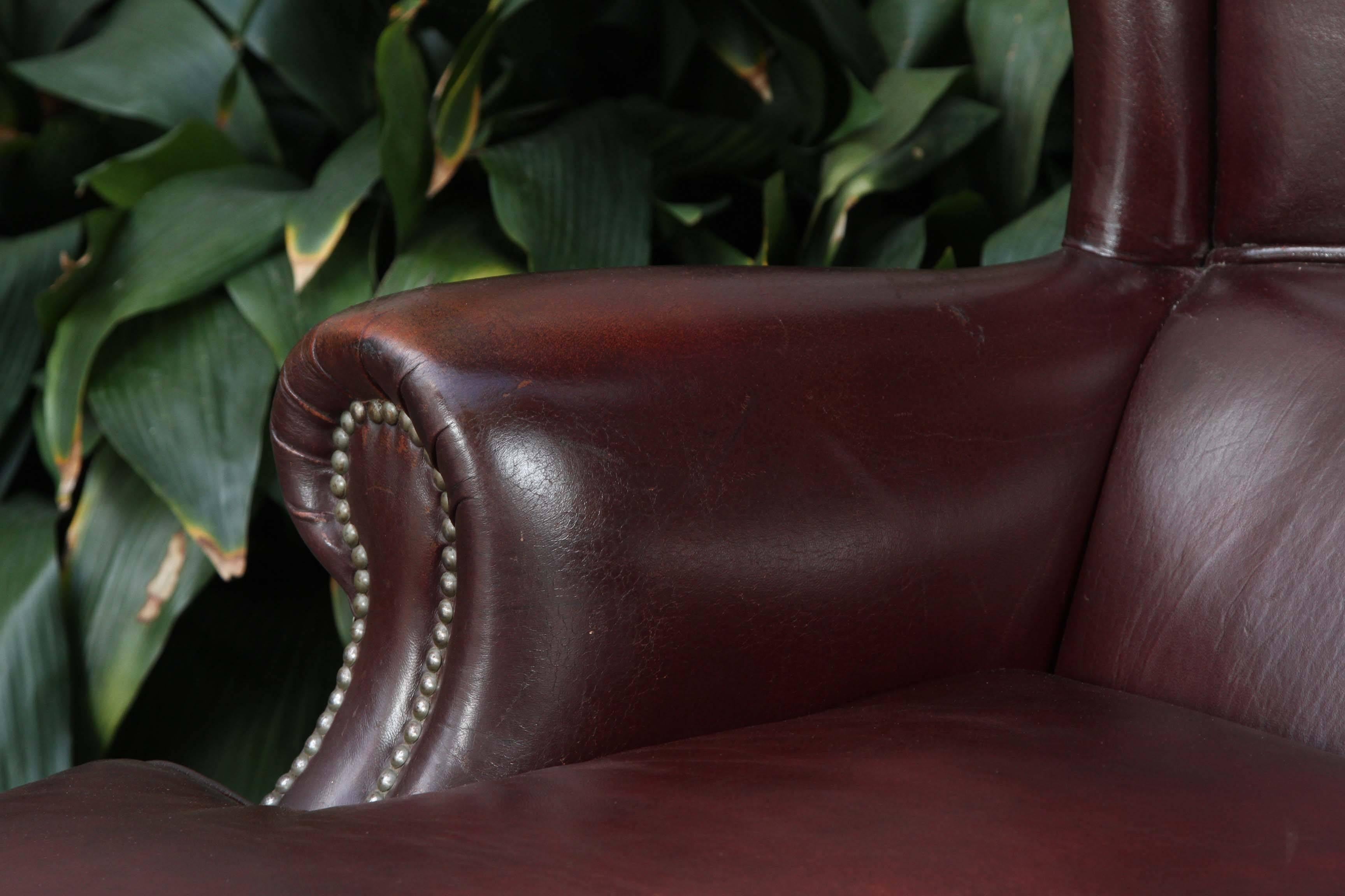 Italian Leather Wingback Chair