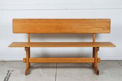 Gerald McCabe for Orange Crate Modern Oak Bench with Back Trestle Support