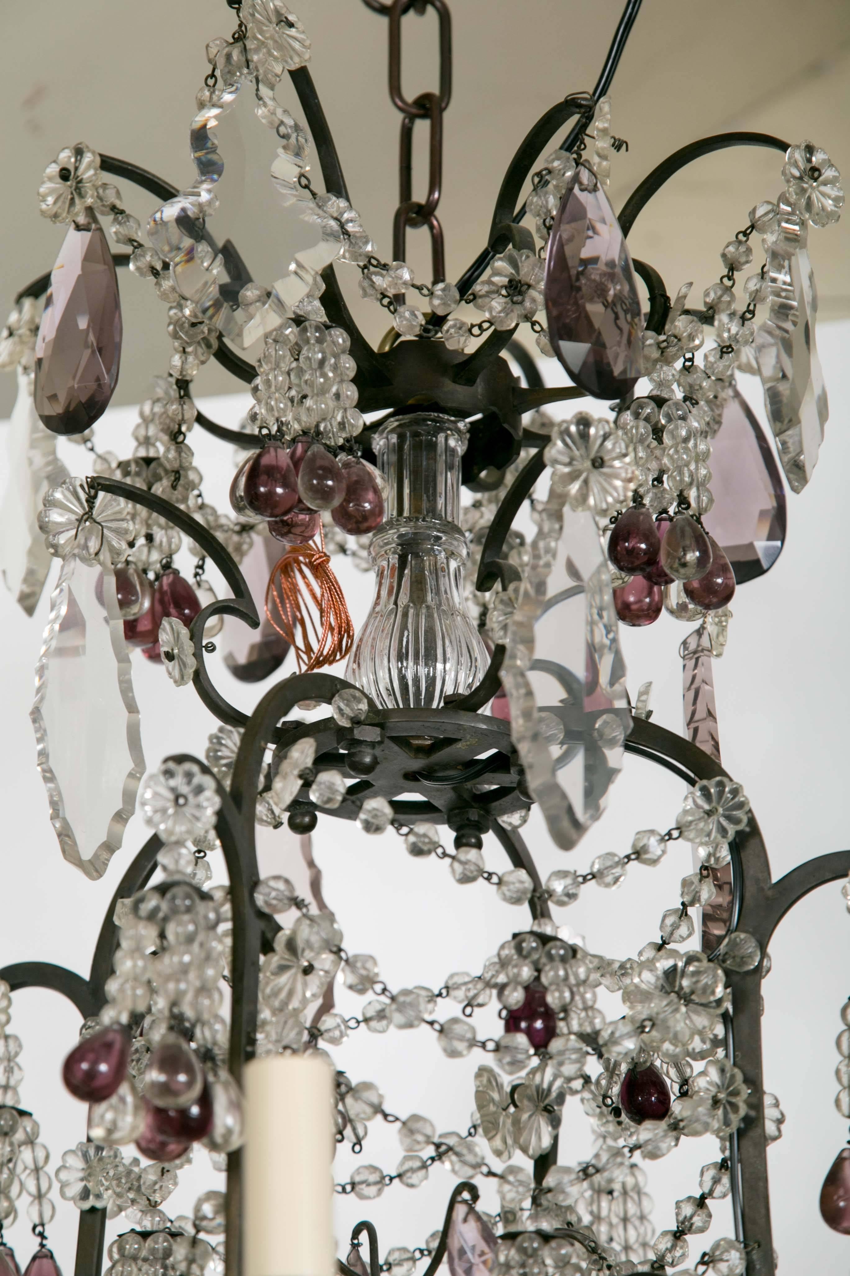 French Louis XV Style Twelve-Light Cage Form Chandelier For Sale