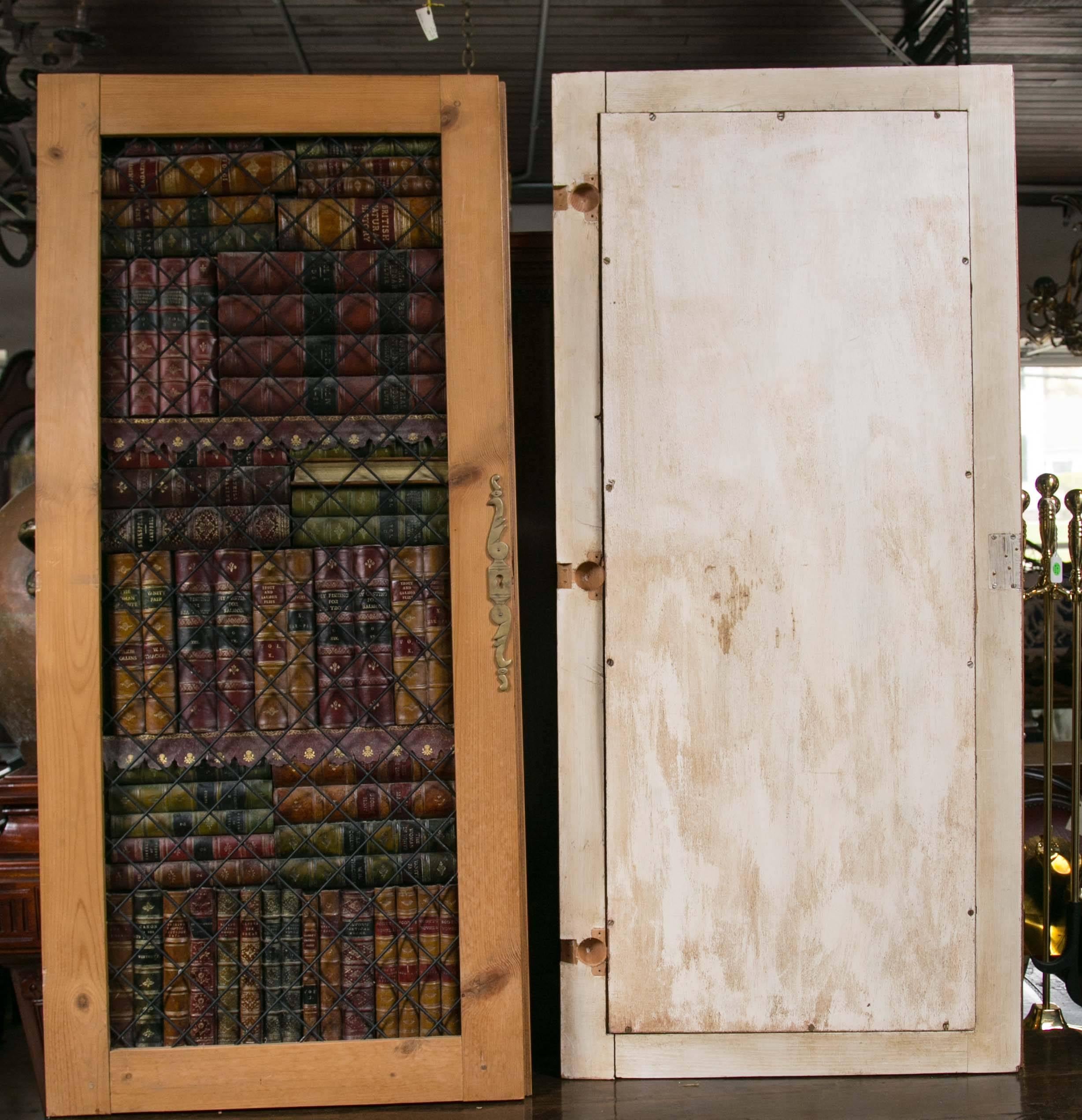 Pair of Faux Book Cabinet Doors In Excellent Condition In Woodbury, CT