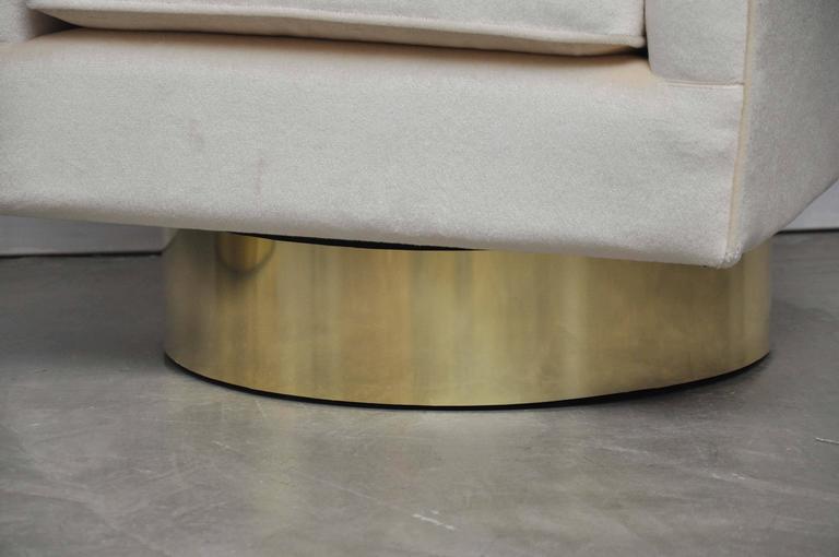 Milo Baughman Brass Base Swivel Chairs at 1stDibs
