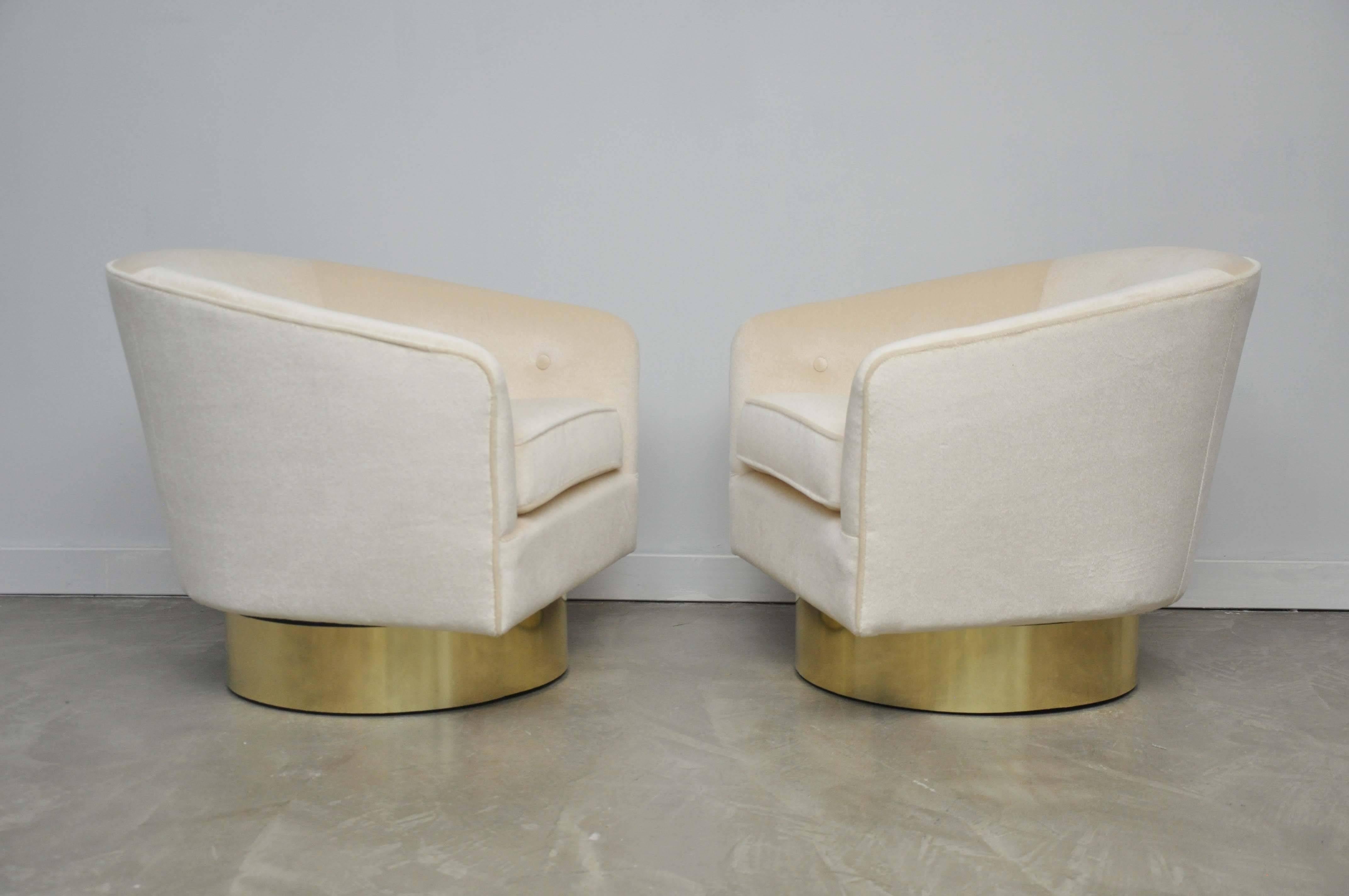 swivel chair with brass base