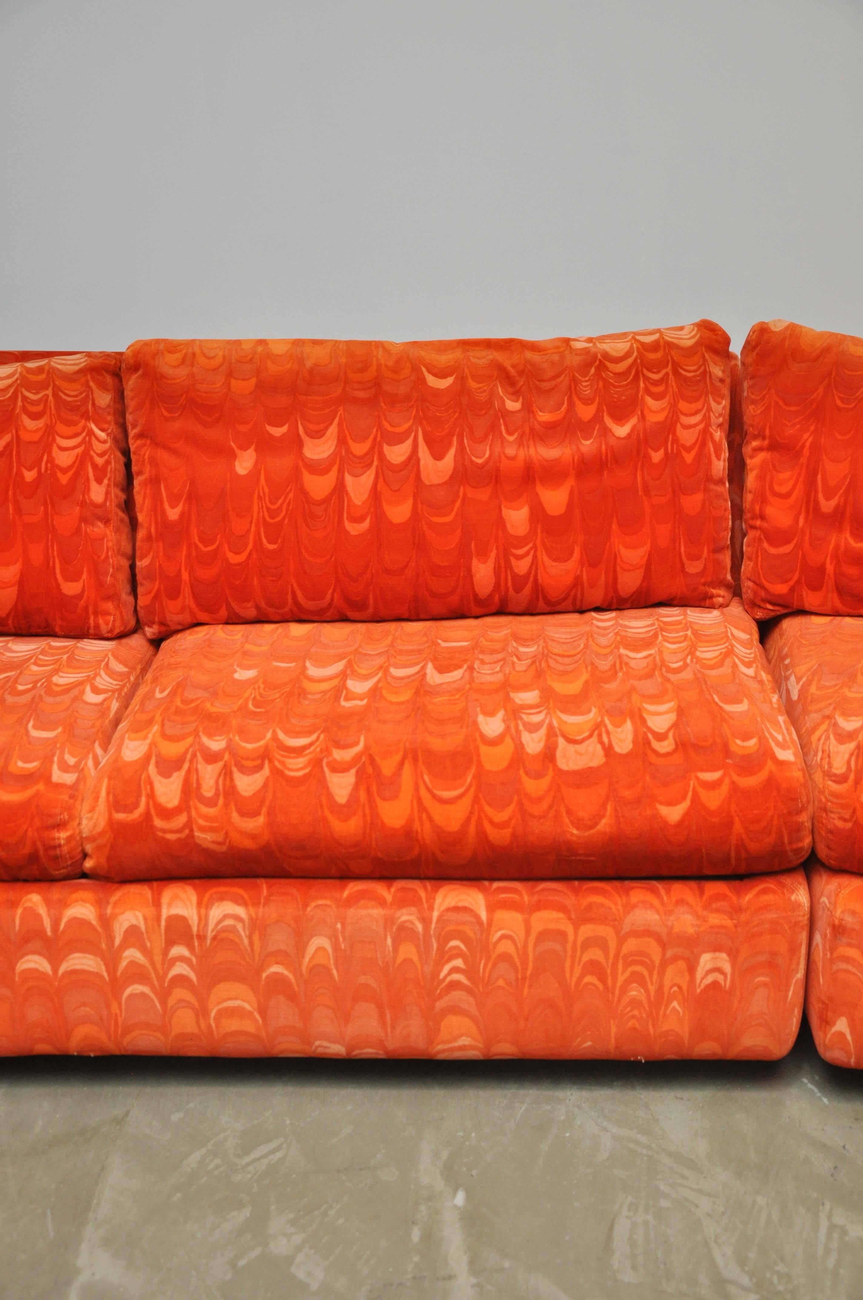 Metropolitan Sectional Sofa in Jack Lenor Larsen Velvet In Good Condition In Chicago, IL